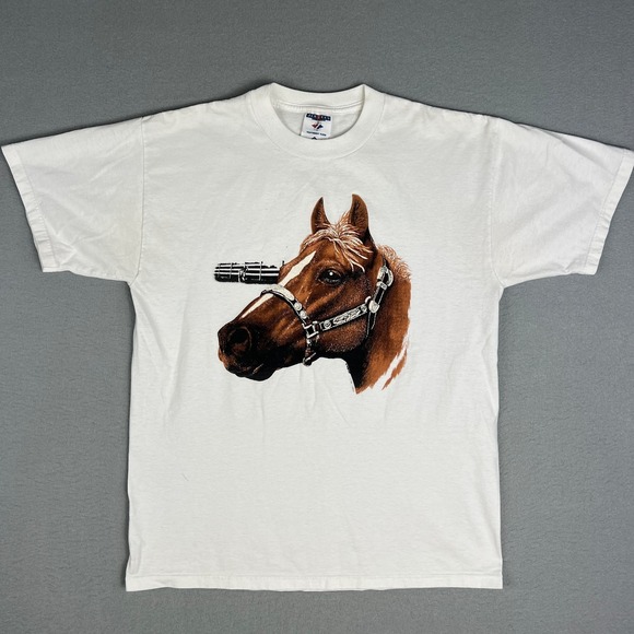 Jerzees Other - VTG Horse Head Graphic T Shirt Fits M 1990s Jerzees Western Cowboy Riding USA